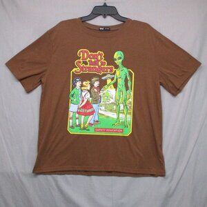 Romwe Don't Be A‎ Stranger Graphic Print T-Shirt Brown Men Size \ M